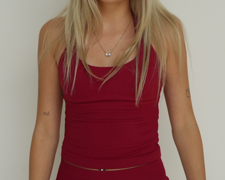 Sculpt Halter Tank - Wine Red